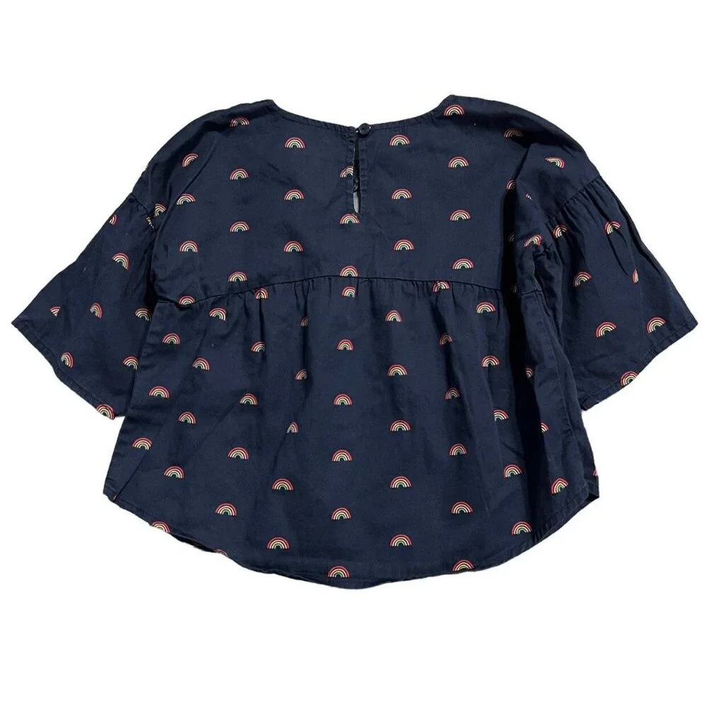 Gymboree XXS (3) Navy Blue Rainbow Top